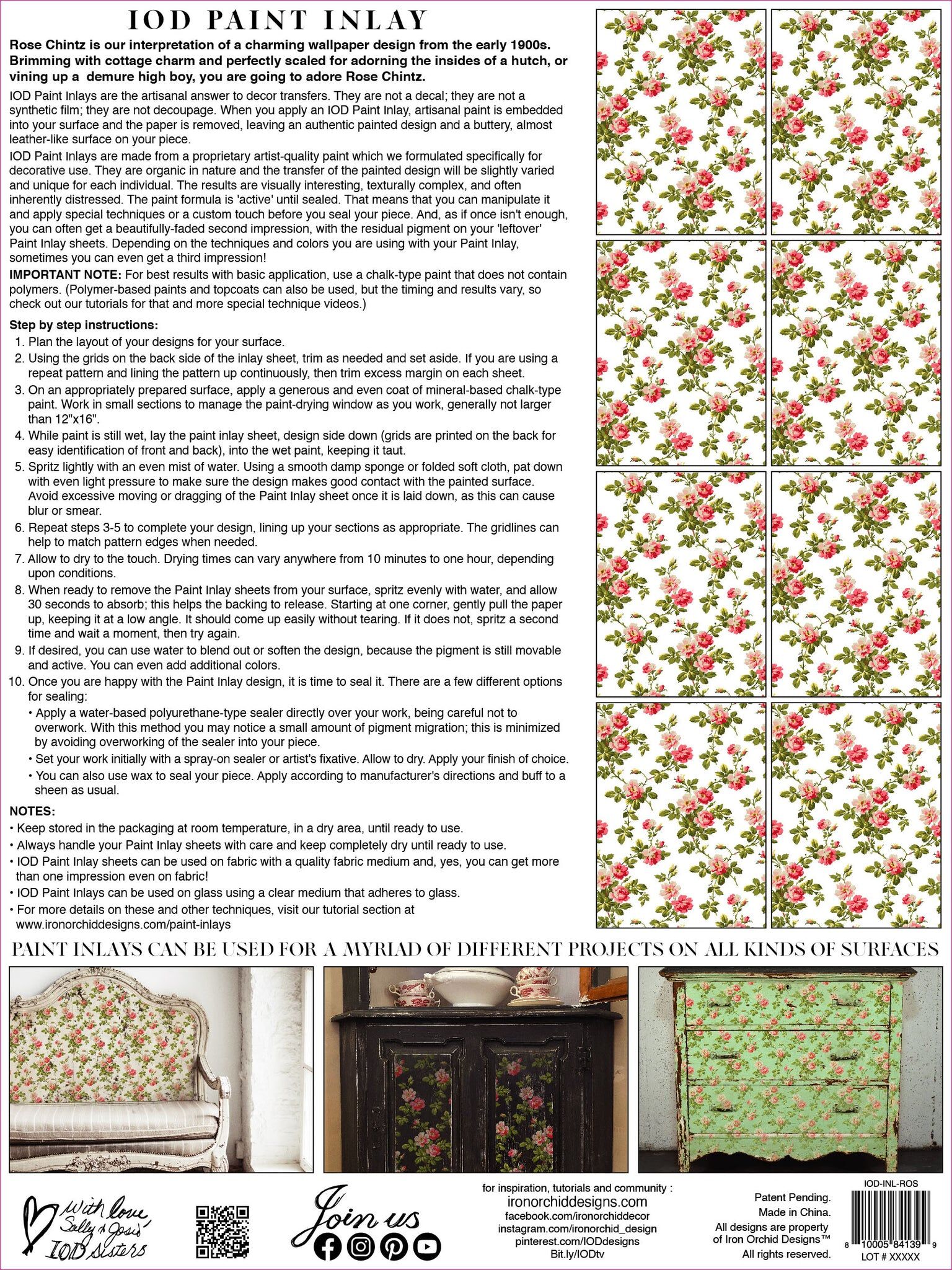 Paint Inlay Rose Chintz - Image 2